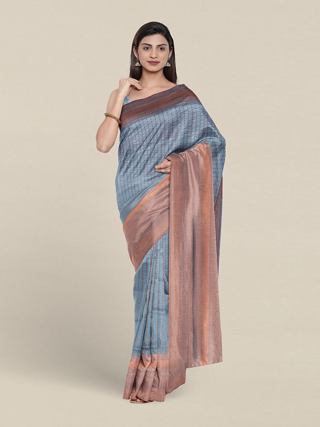 

Pothys Ethnic Motif Woven Design Zari Saree, Blue