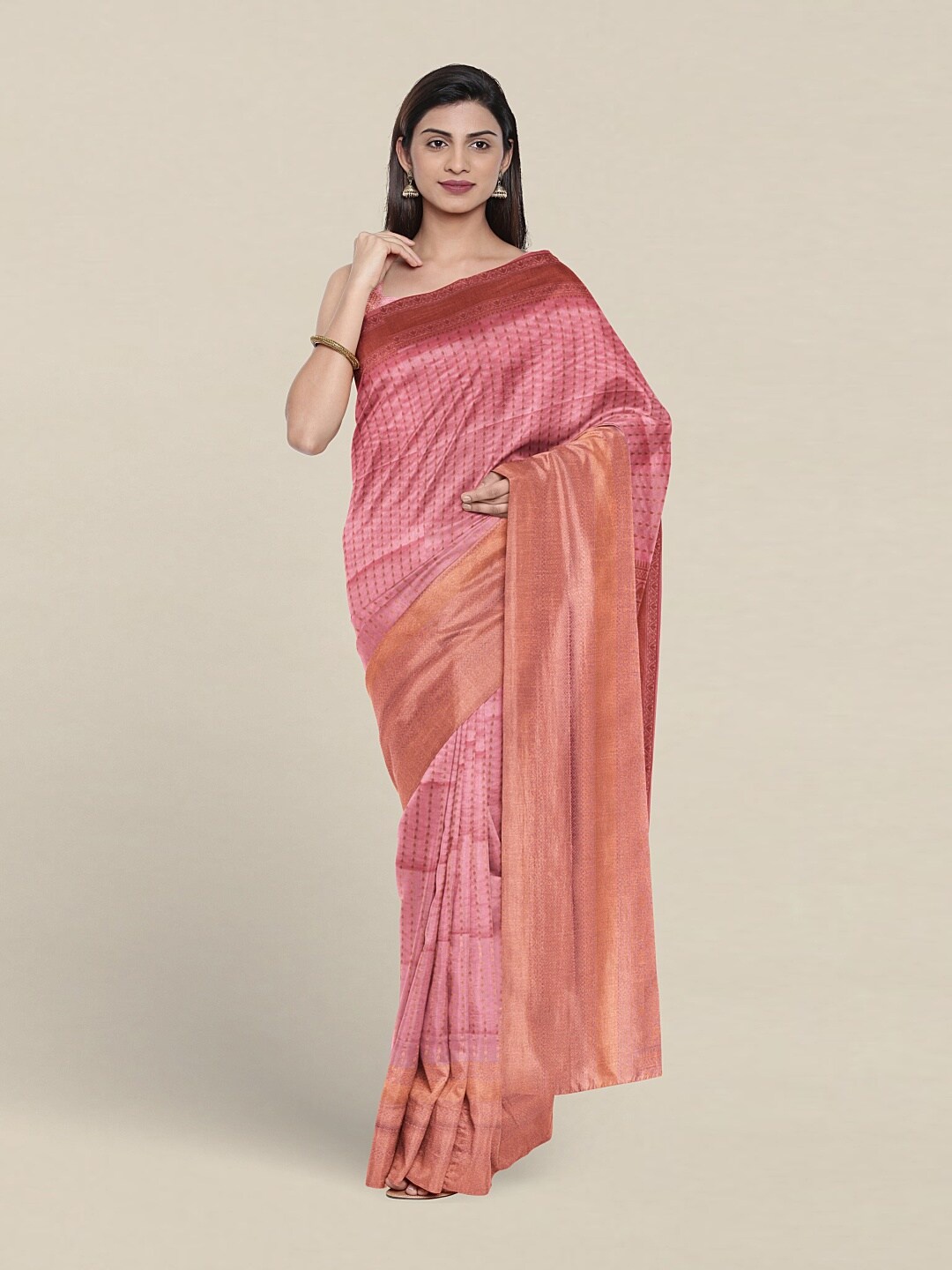 

Pothys Ethnic Motif Woven Design Zari Saree, Pink
