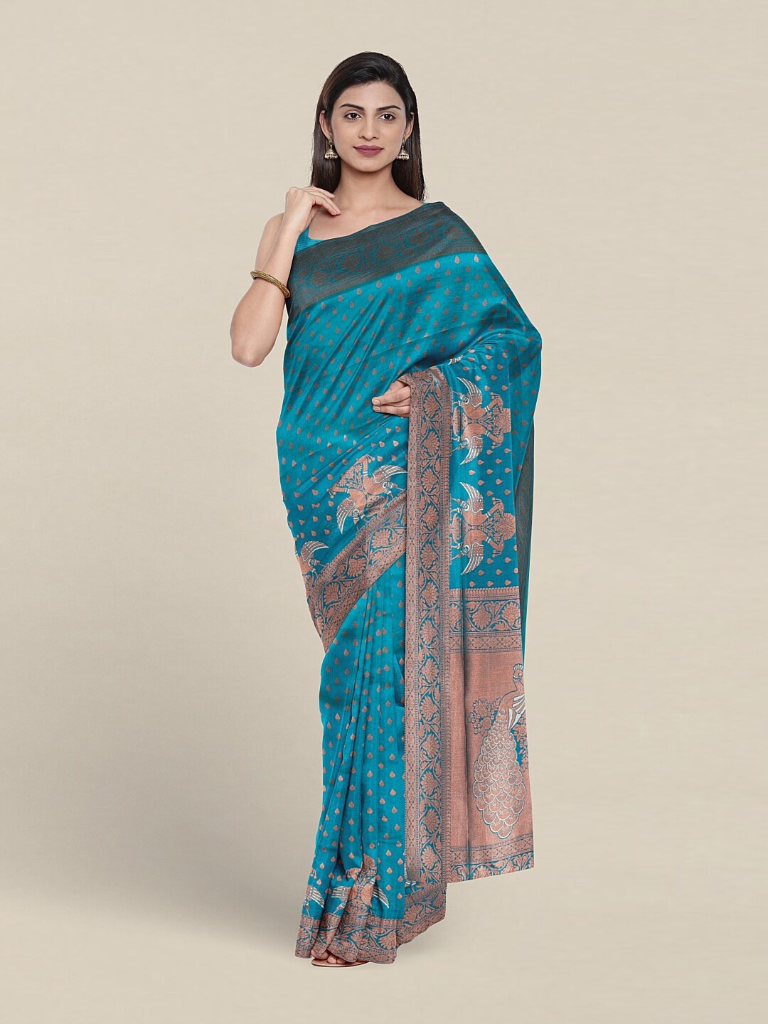 

Pothys Ethnic Motif Woven Design Zari Art Silk Saree, Blue