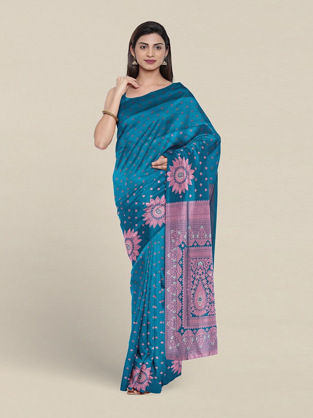 

Pothys Ethnic Motifs Woven Design Zari Art Silk Saree, Blue