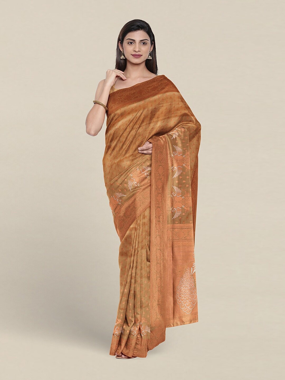 

Pothys Ethnic Motifs Woven Design Zari Art Silk Saree, Gold