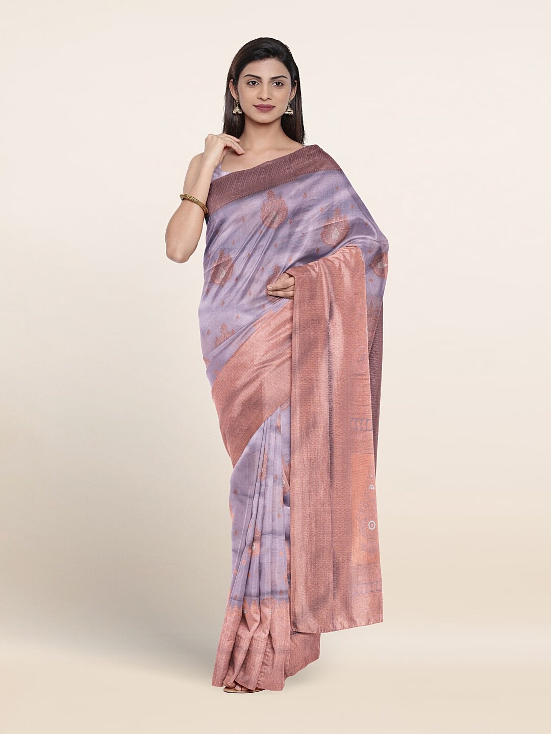 

Pothys Ethnic Motifs Woven Design Zari Art Silk Saree, Lavender