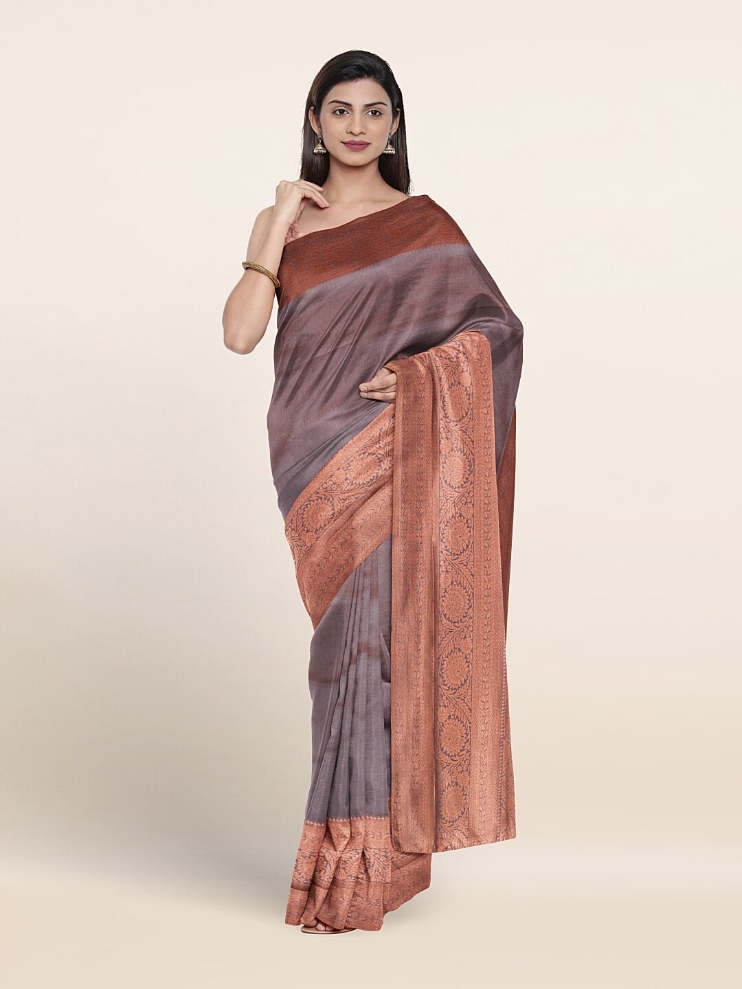 

Pothys Woven Design Border Zari Art Silk Saree, Grey