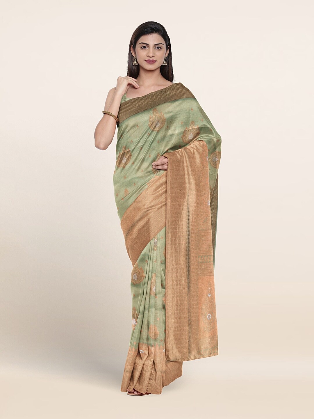 

Pothys Ethnic Motifs Woven Design Zari Art Silk Saree, Green