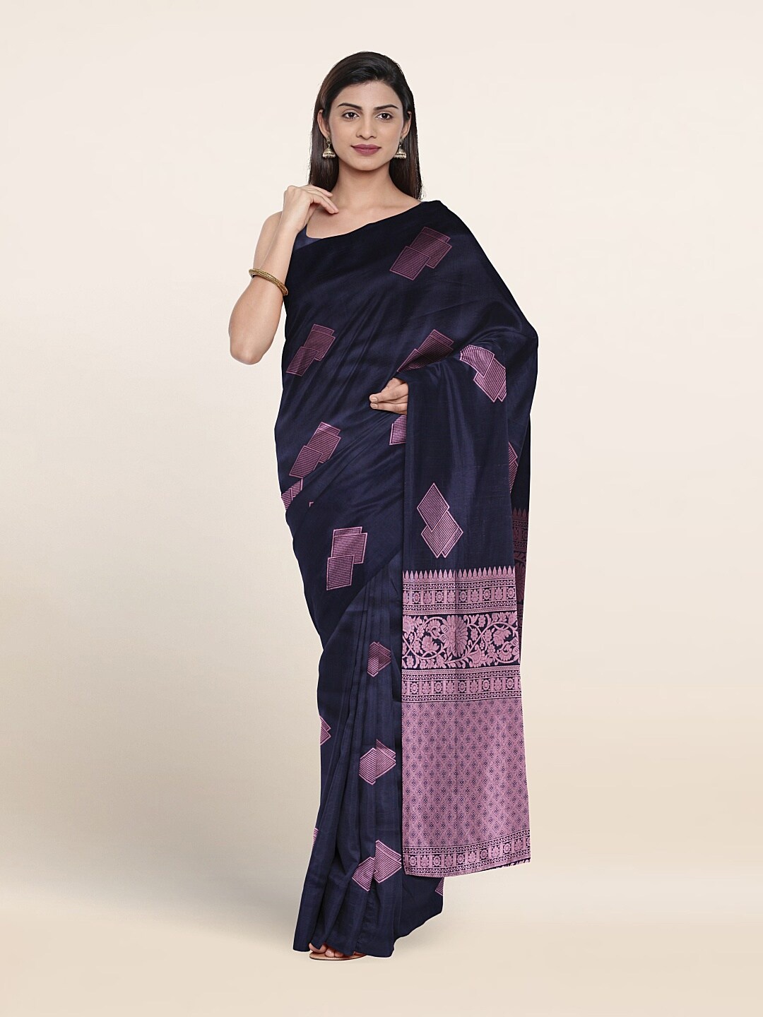 

Pothys Ethnic Motifs Woven Design Zari Art Silk Saree, Blue