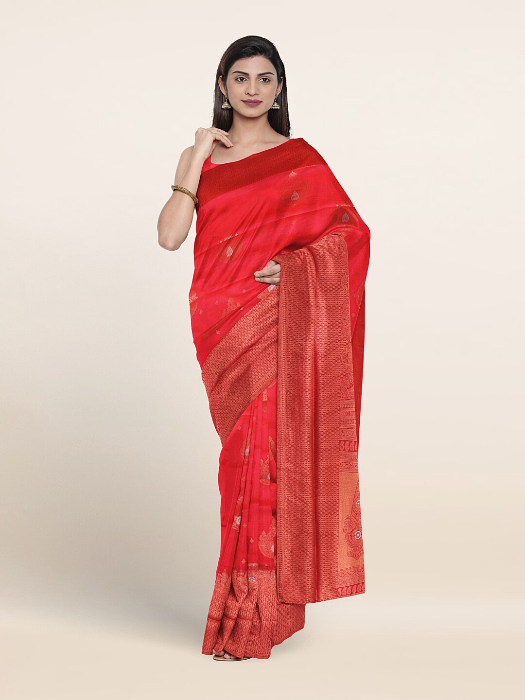 

Pothys Ethnic Motifs Woven Design Zari Art Silk Saree, Pink