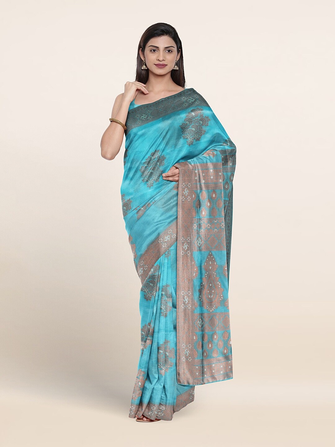 

Pothys Ethnic Motifs Woven Design Zari Art Silk Saree, Blue