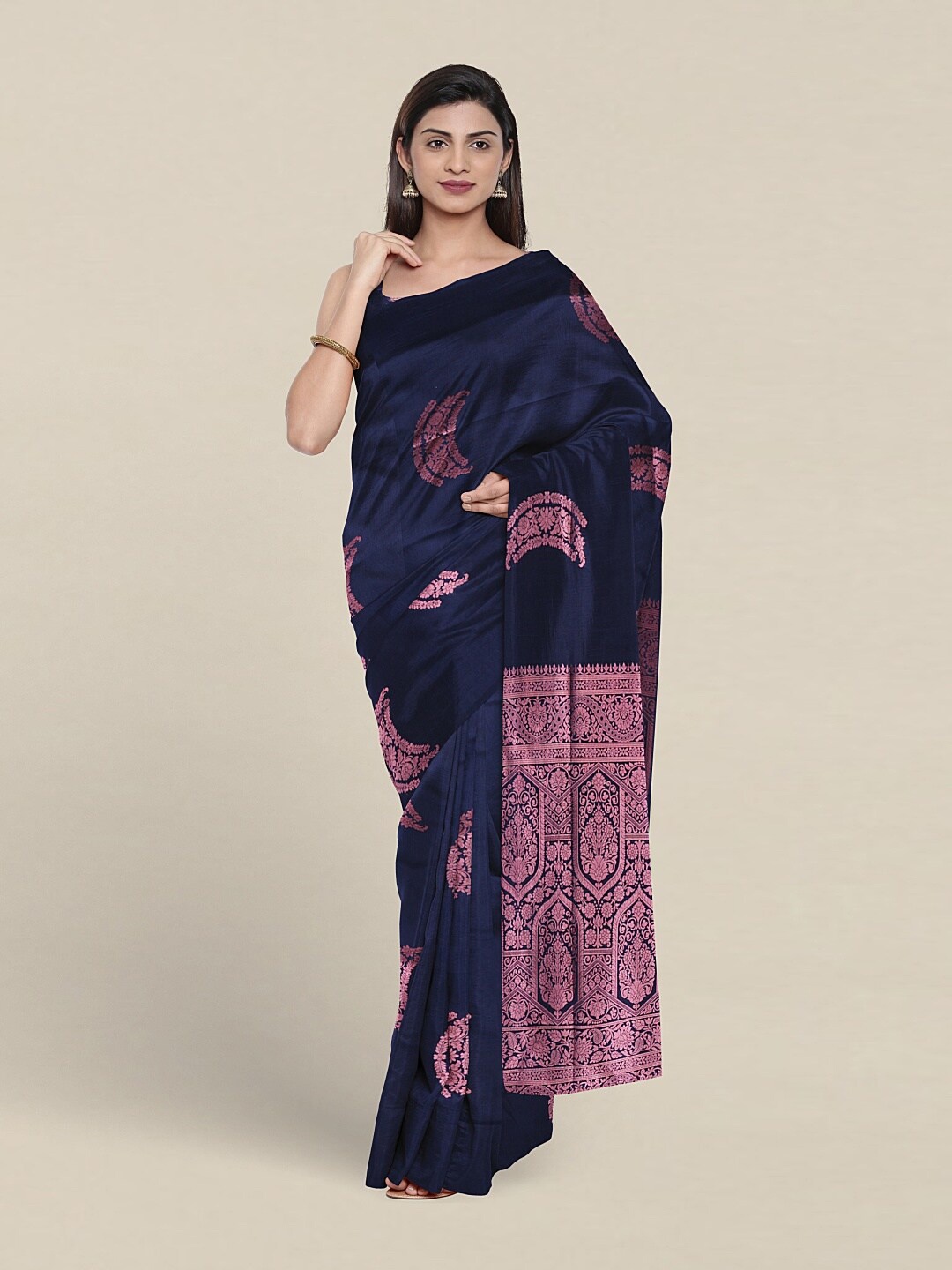 

Pothys Ethnic Motifs Woven Design Zari Art Silk Saree, Blue