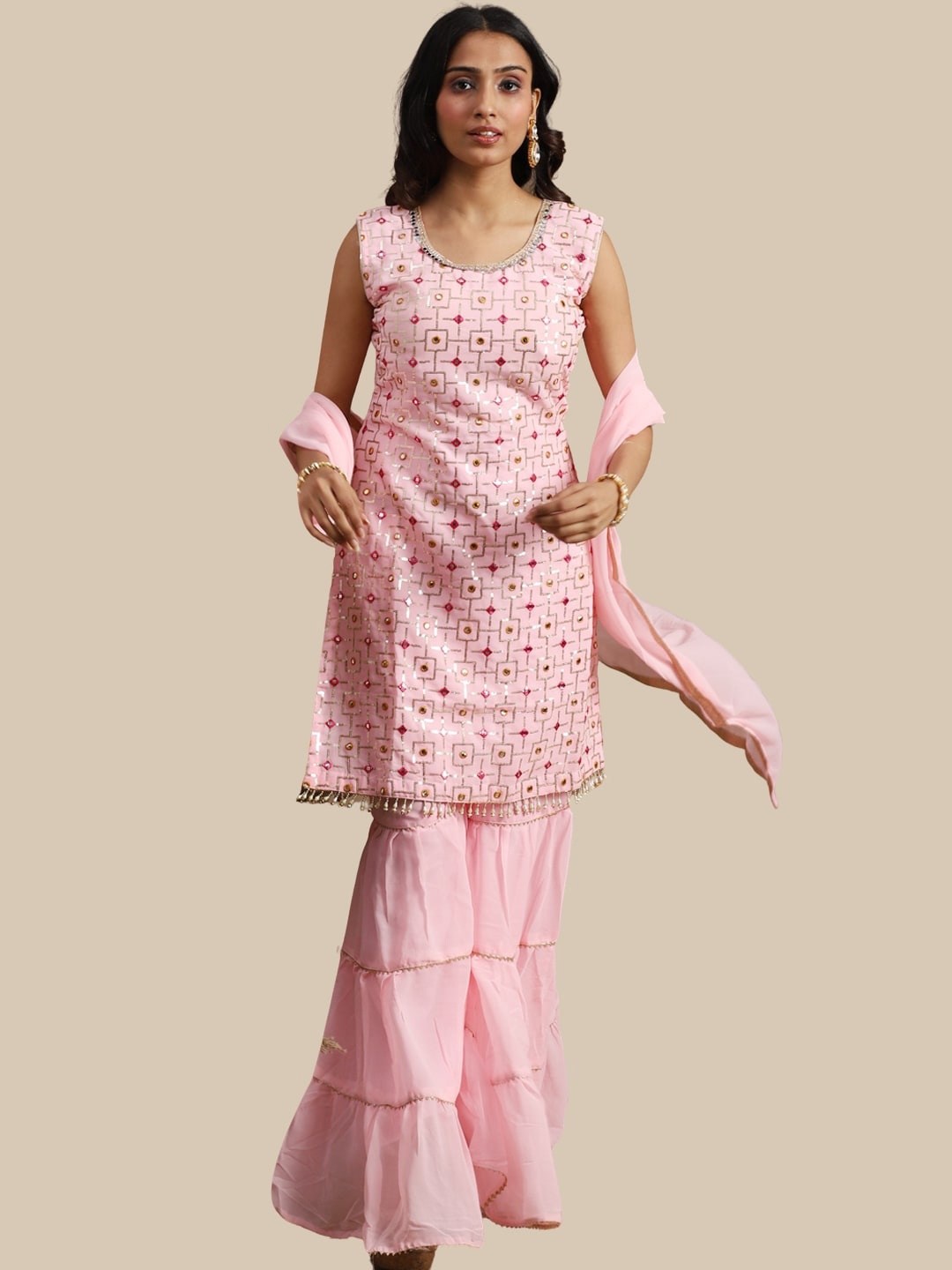 

Chhabra 555 Made to Measure Resham & Sequin Dress Material, Pink