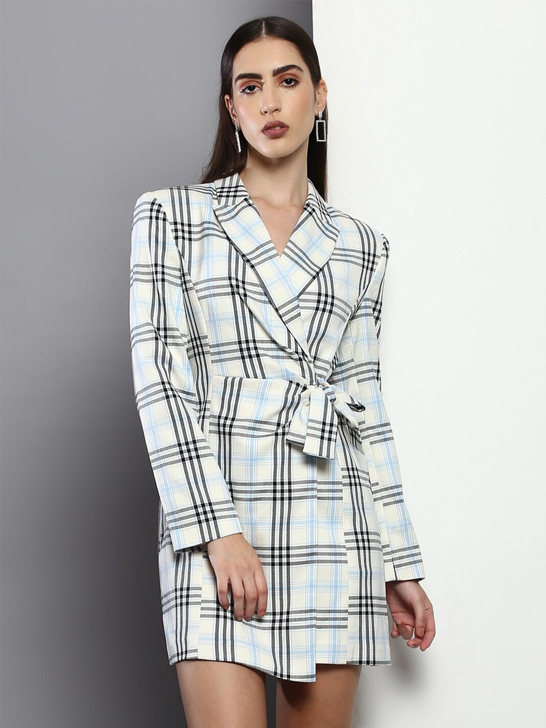 

Calvin Klein Jeans Checked Wrap Dress, Grey