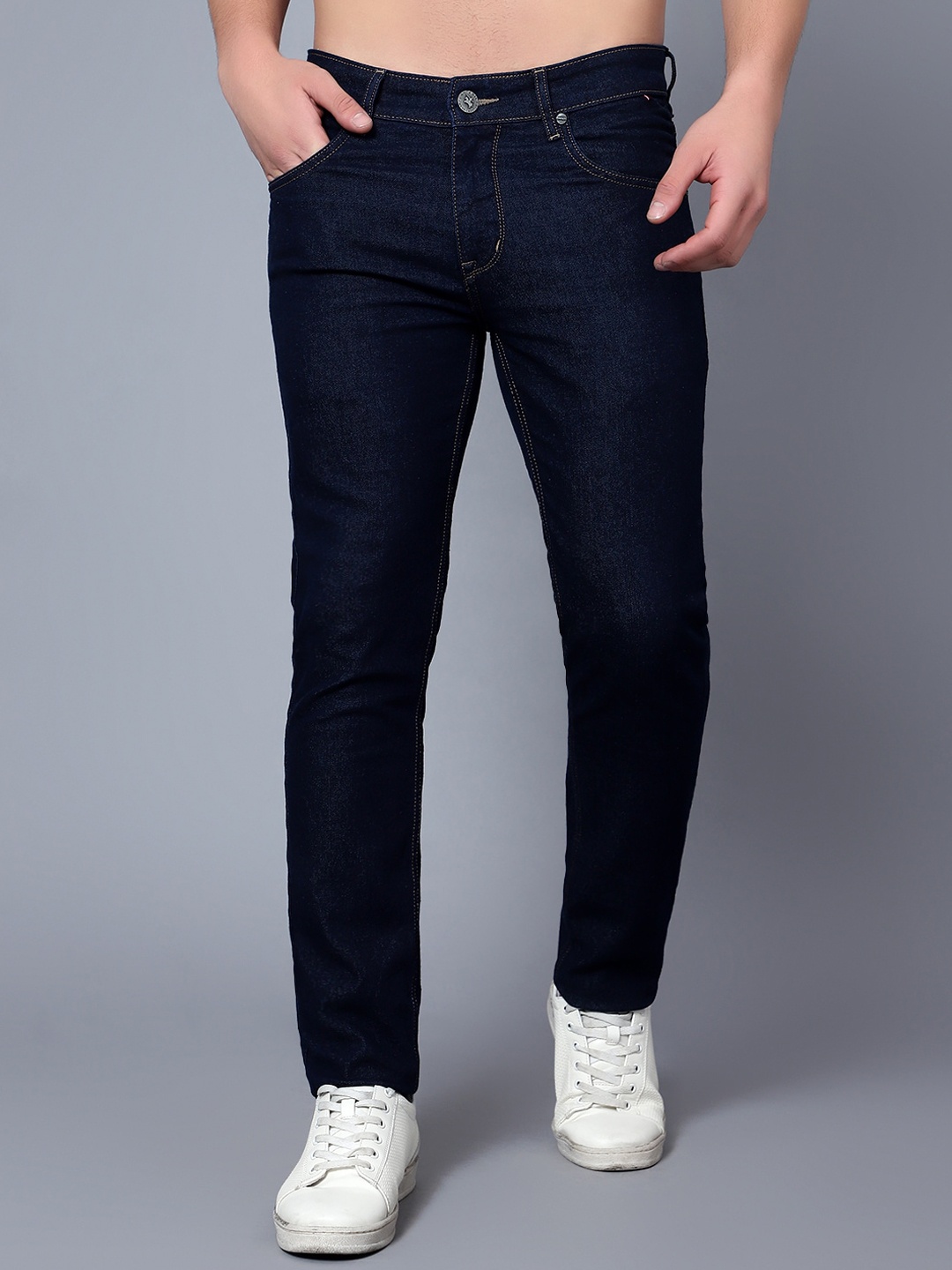 

Cantabil Men Low Rise Clean Look Stretchable Cotton Jeans, Blue