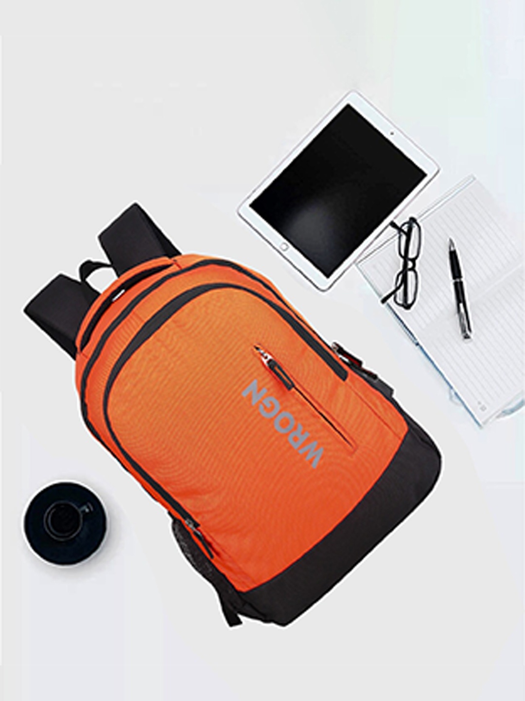 

WROGN Typography Backpack with USB Charging Port, Orange
