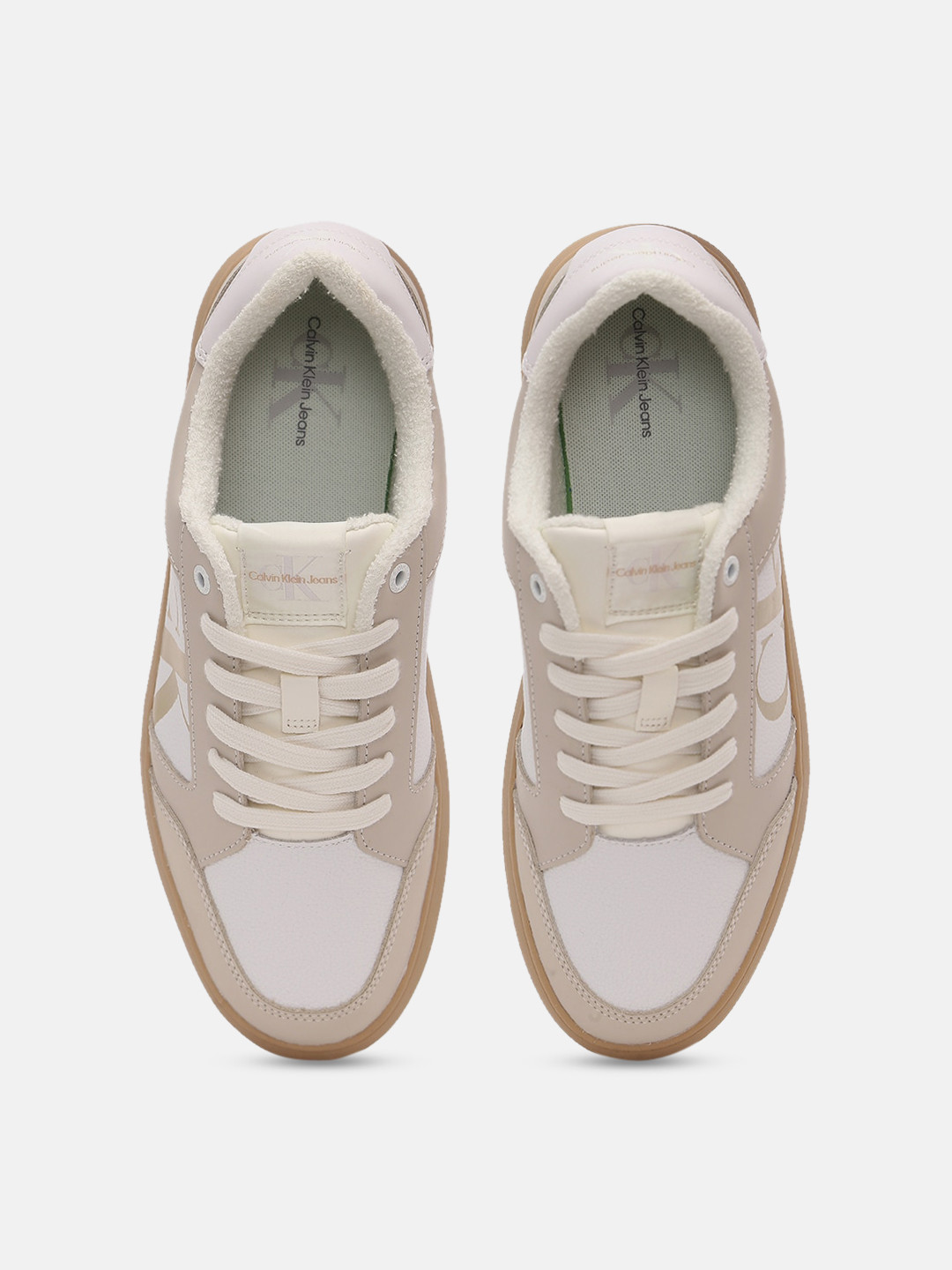 

Calvin Klein Jeans Men Colourblocked Leather Sneakers, Beige