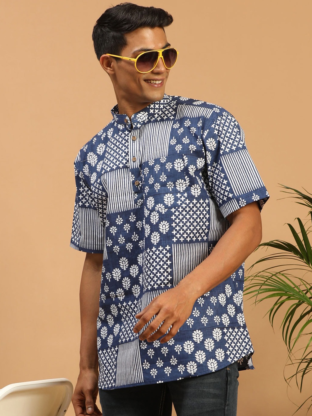 

VASTRAMAY Ethnic Motifs Printed Kurta, Blue