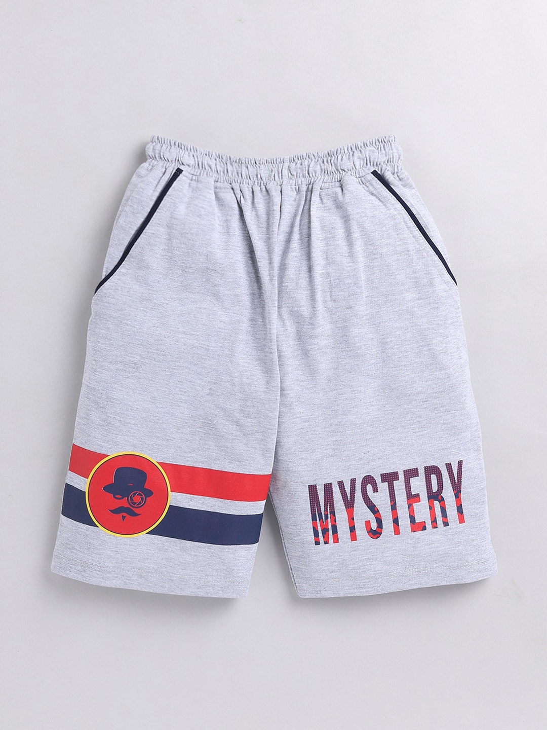

Nottie Planet Boys Typography Printed Mid Rise Pure Cotton Shorts, Grey