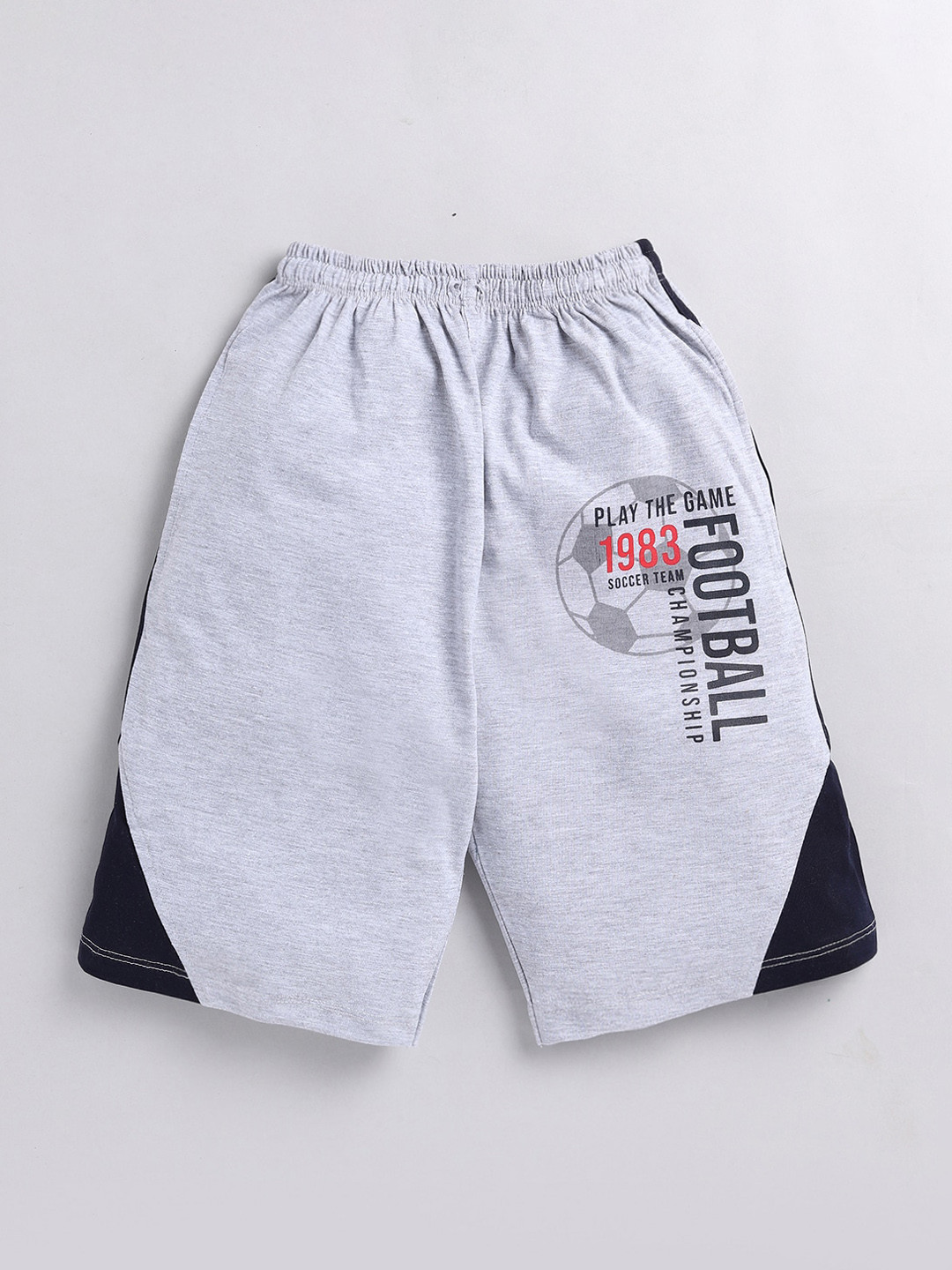 

Nottie Planet Boys Typography Printed Mid Rise Pure Cotton Shorts, Grey