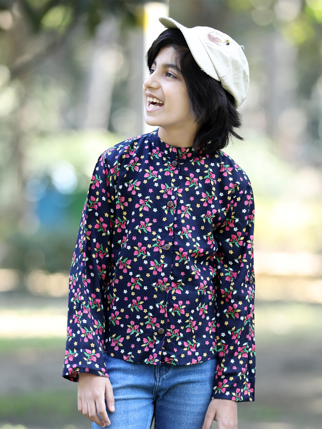 

Cutiekins Boys Floral Printed Casual Shirt, Navy blue