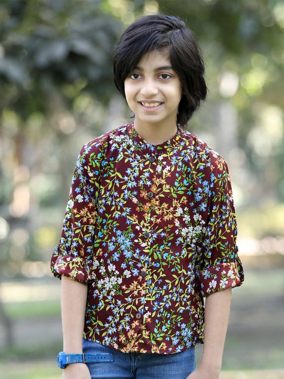 

Cutiekins Boys Floral Printed Casual Shirt, Brown