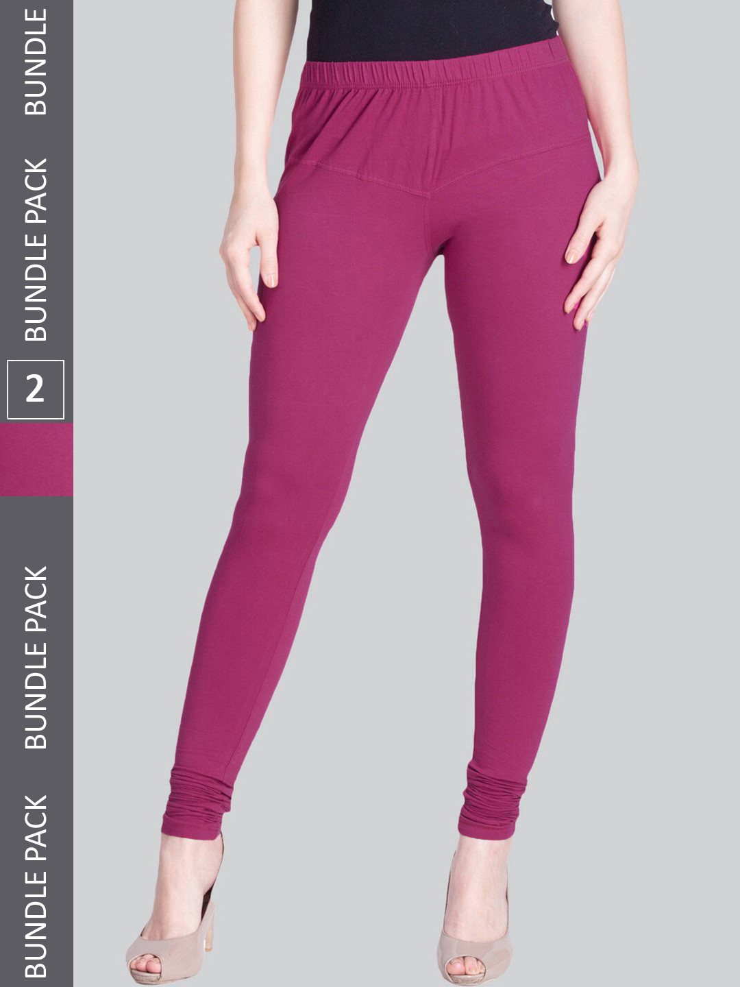 

LYRA Women Pack Of 2 4-Way Stretch Churidar-Length Cotton Lycra Leggings, Purple