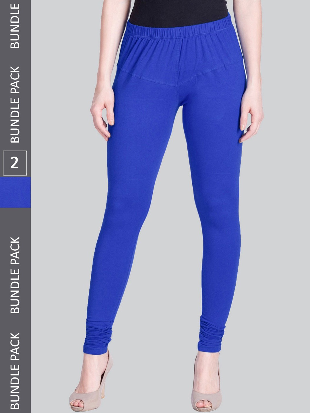 

LYRA Women Pack Of 2 4-Way Stretch Churidar-Length Cotton Lycra Leggings, Blue