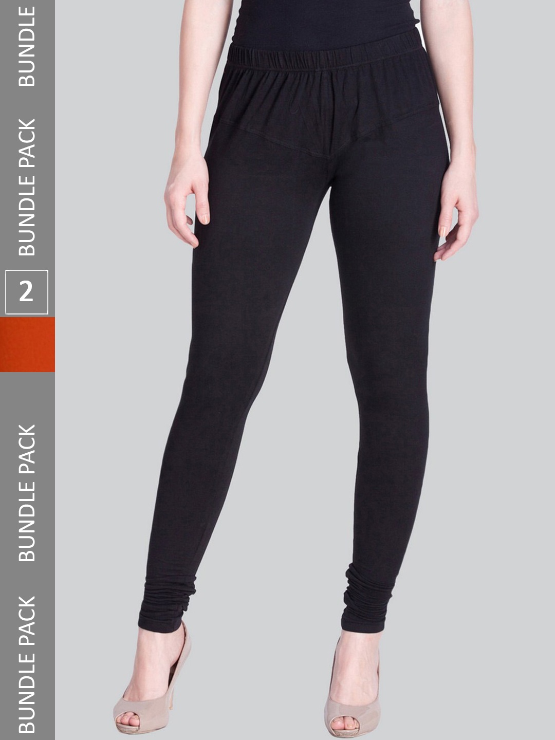 

LYRA Women Pack Of 2 Churidar-Length Cotton Lycra Leggings, Black