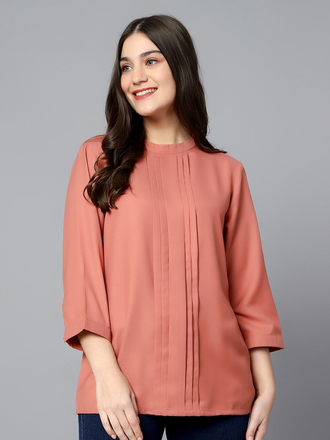

Cantabil Round Neck Slim Fit Tunic, Pink