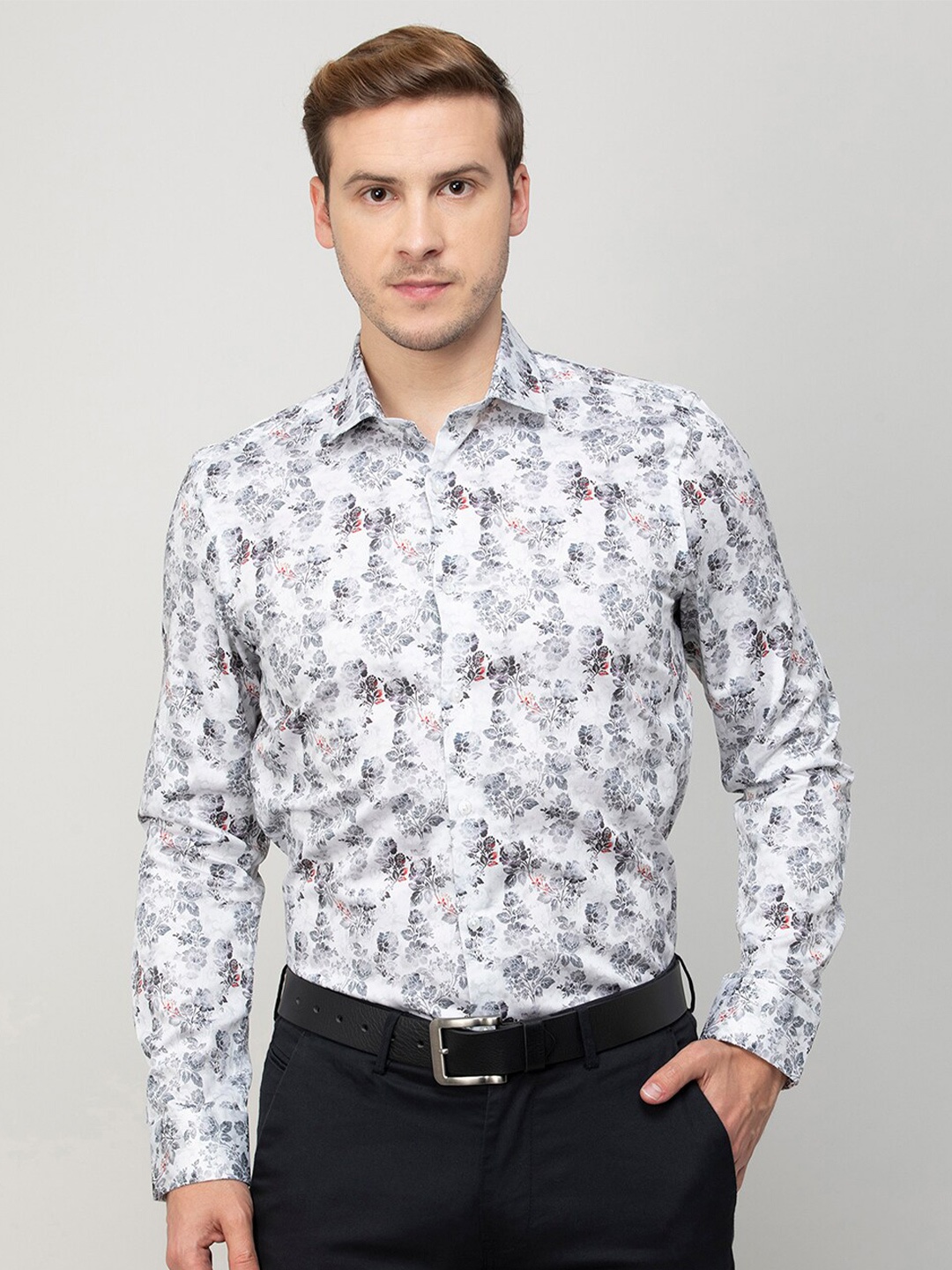 

CODE by Lifestyle Floral Printed Cotton Formal Shirt, White
