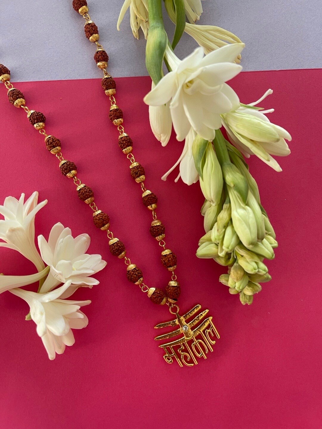 

Digital Dress Room Men Gold-Plated Rudraksha Chain, Brown