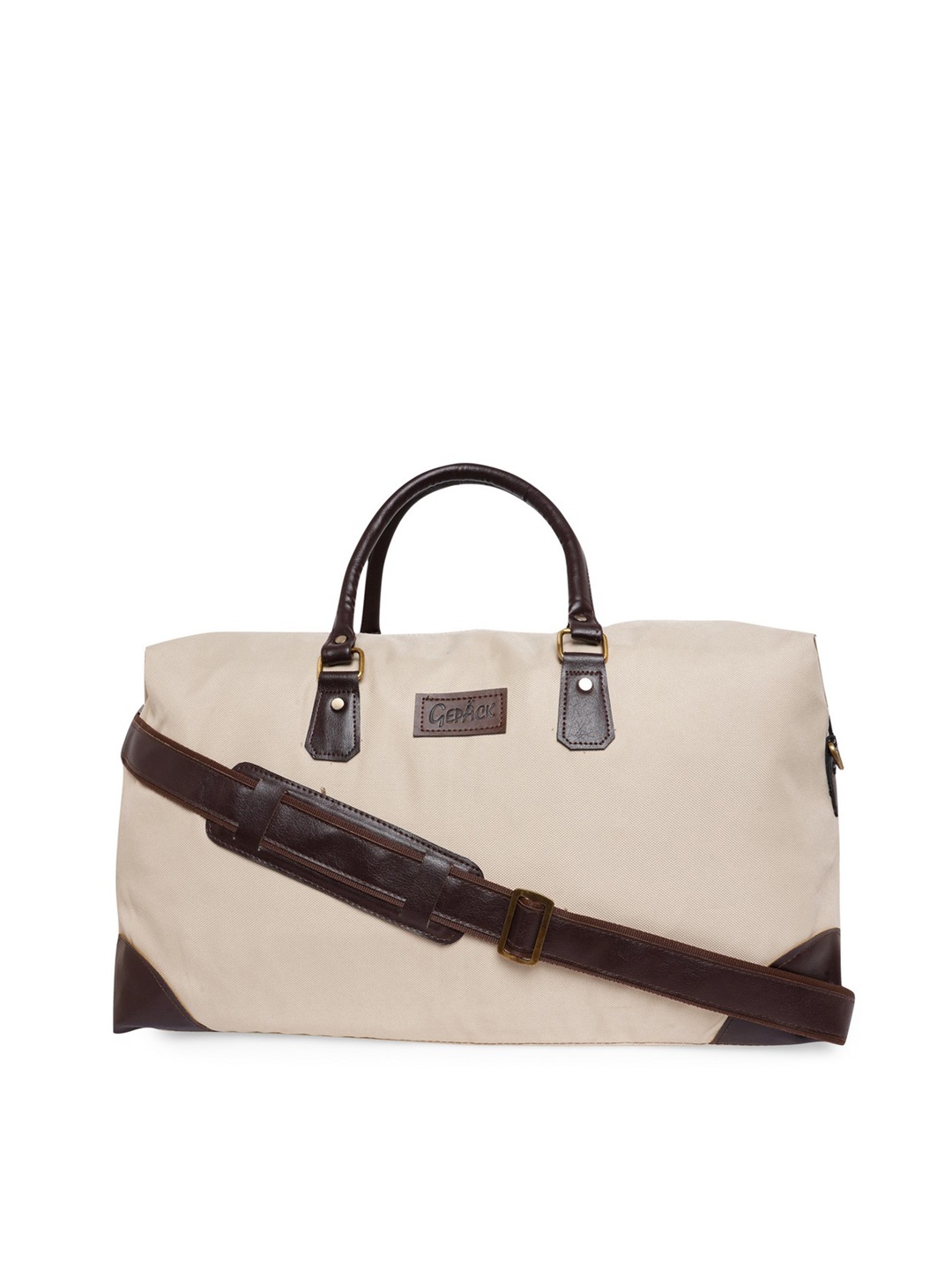 

GEPACK Faux Leather Travel Large Duffel Bag, Cream