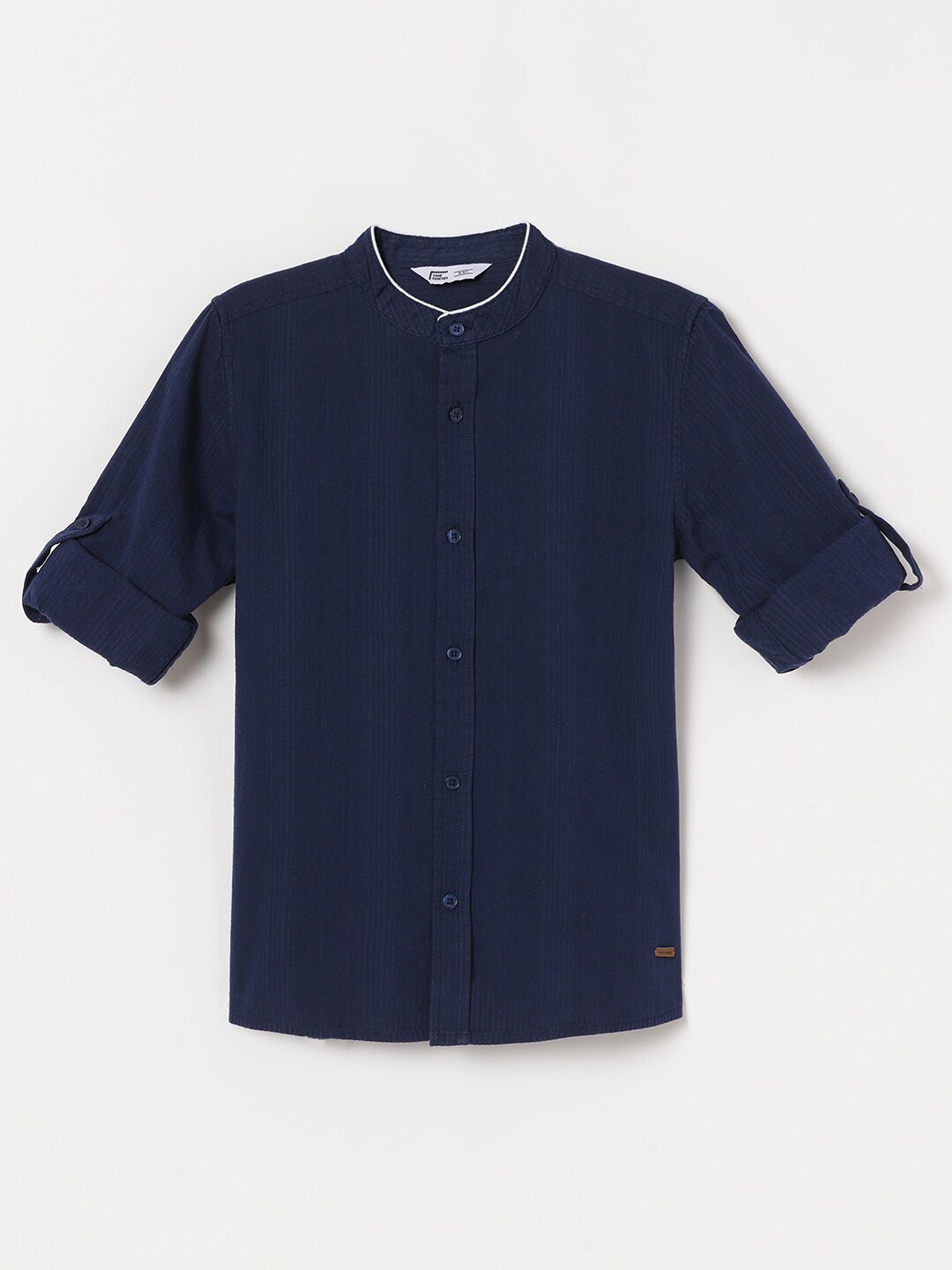 

Fame Forever by Lifestyle Boys Mandarin Collar Pure Cotton Casual Shirt, Navy blue