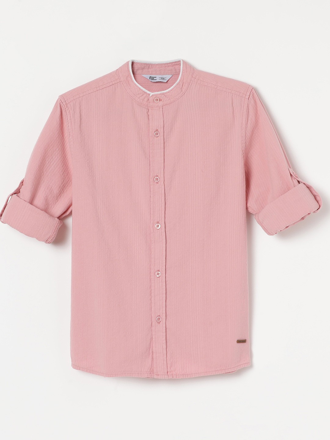 

Fame Forever by Lifestyle Boys Mandarin Collar Pure Cotton Casual Shirt, Pink