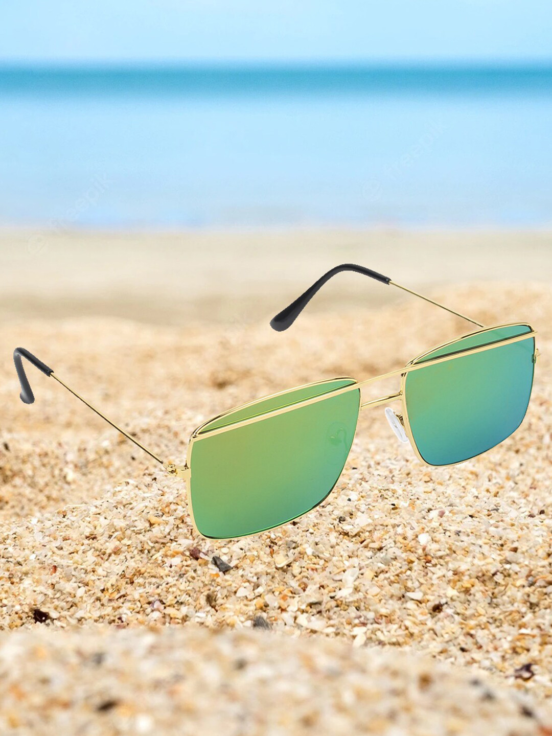 

EPICINK hob Rectangle Sunglasses with UV Protected Lens EPSG-7603608, Gold