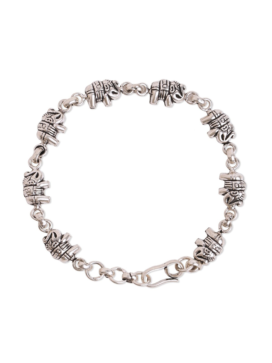 

ahilya Women 92.5 Sterling Silver Elephant Parade Link Bracelet