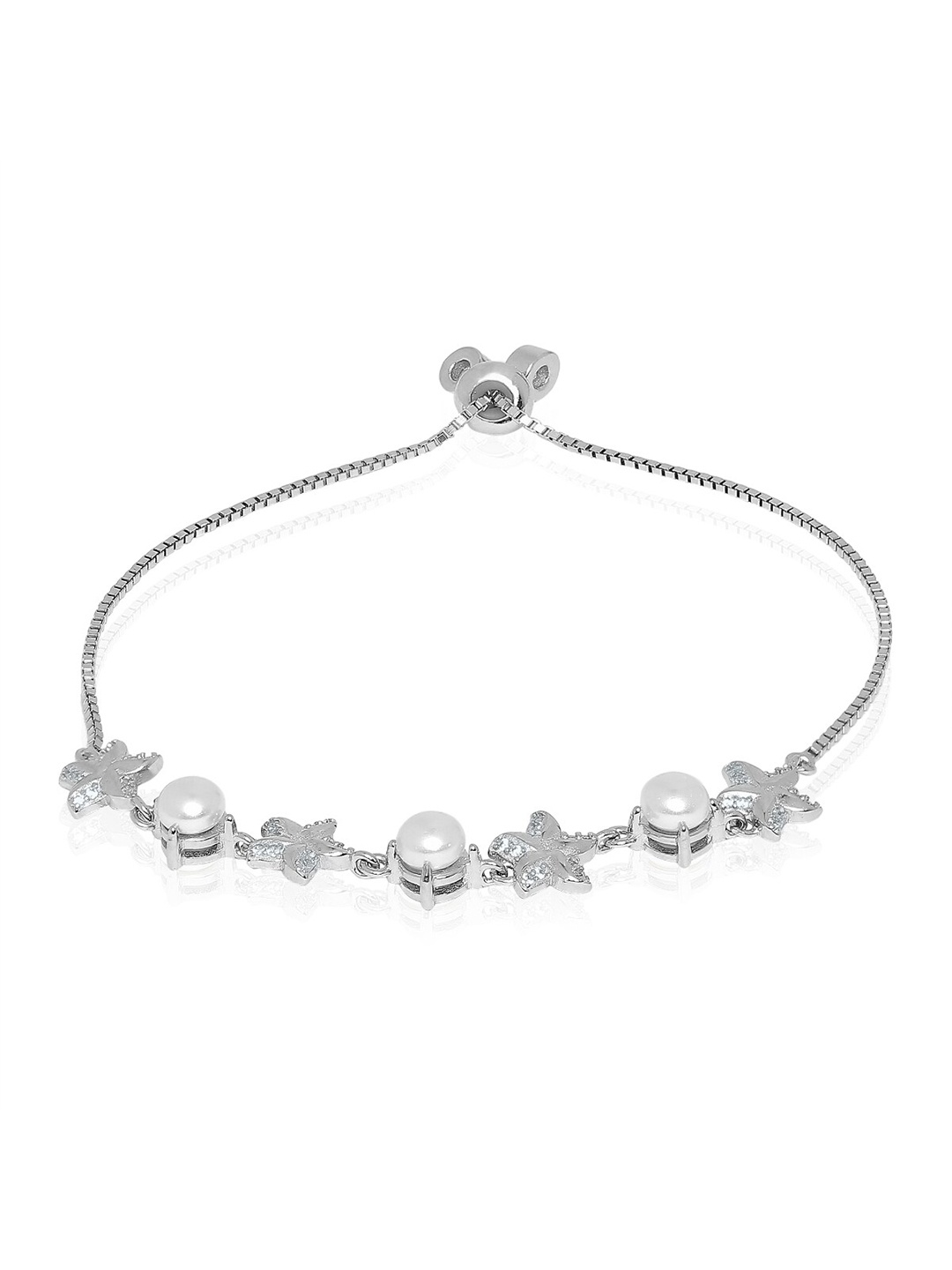 

ahilya 92.5 Sterling Silver-Plated Beaded Charm Bracelet, White