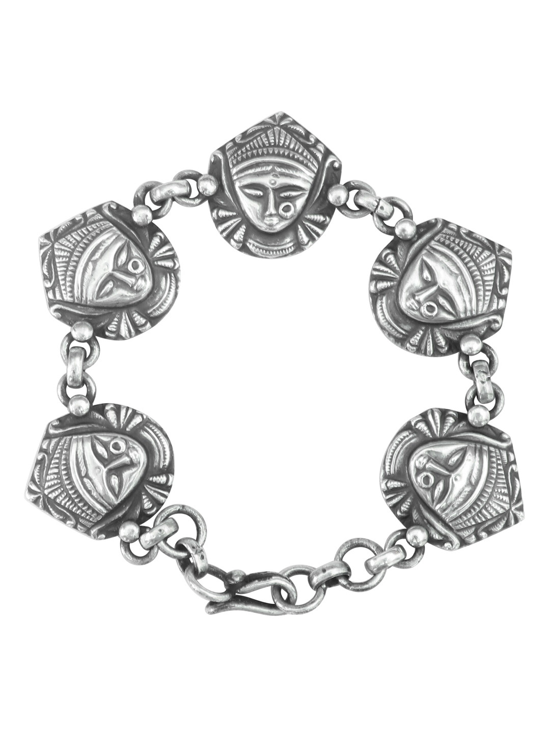 

ahilya 92.5 Sterling Silver-Plated Durga Link Bracelet