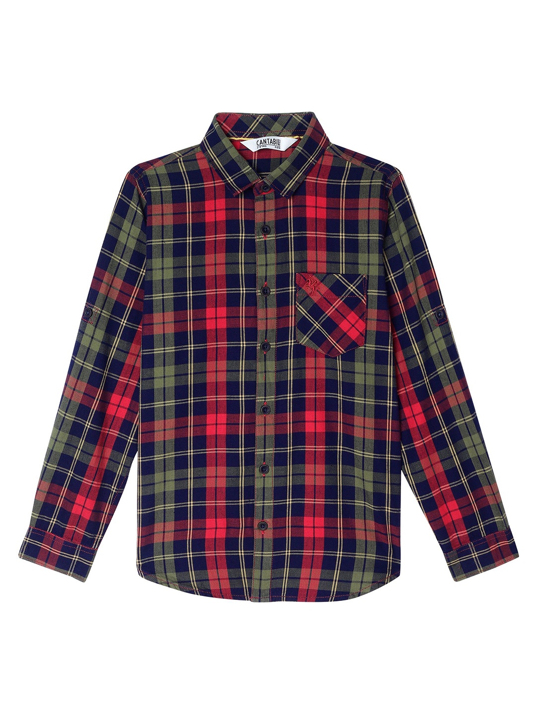 

Cantabil Boys Tartan Checks Checked Cotton Casual Shirt, Red