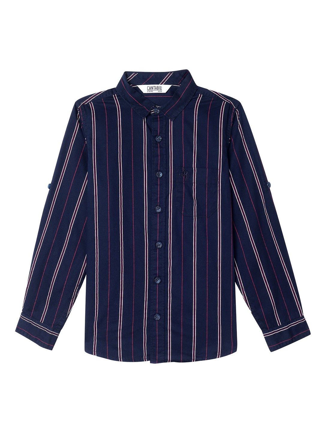 

Cantabil Boys Vertcal Striped Casual Shirt, Navy blue