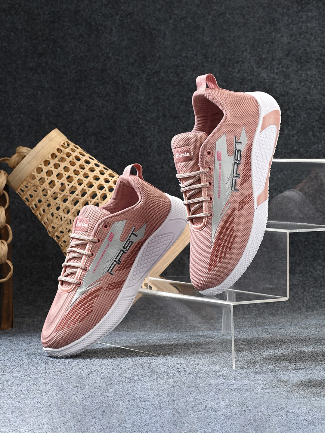 

BIRDE Women Mesh Memory Foam Non-Marking Running Shoes, Peach