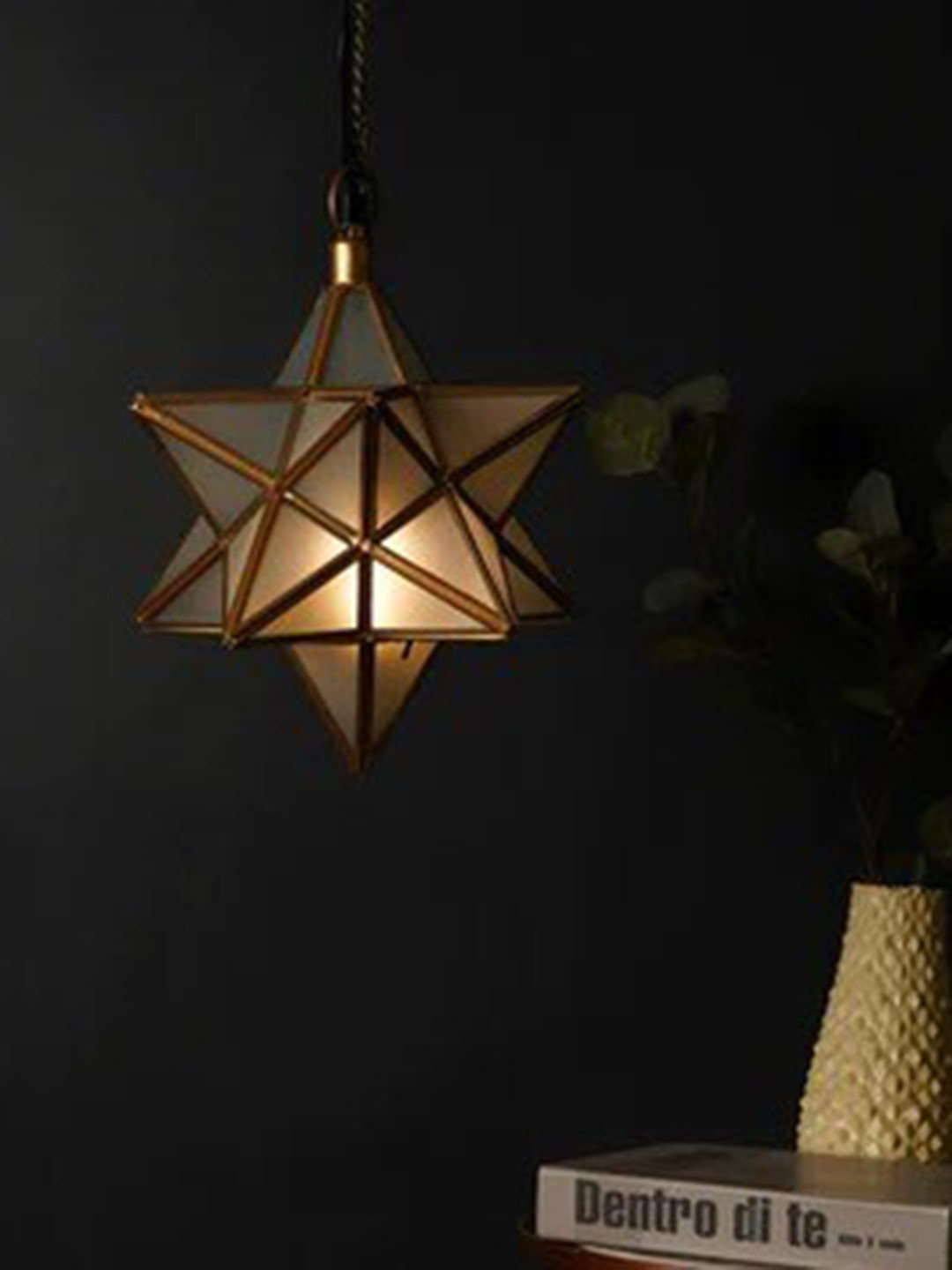 

THE ARTMENT Stellar Moravian White & Gold-Toned Star-shaped Charm Hanging Light
