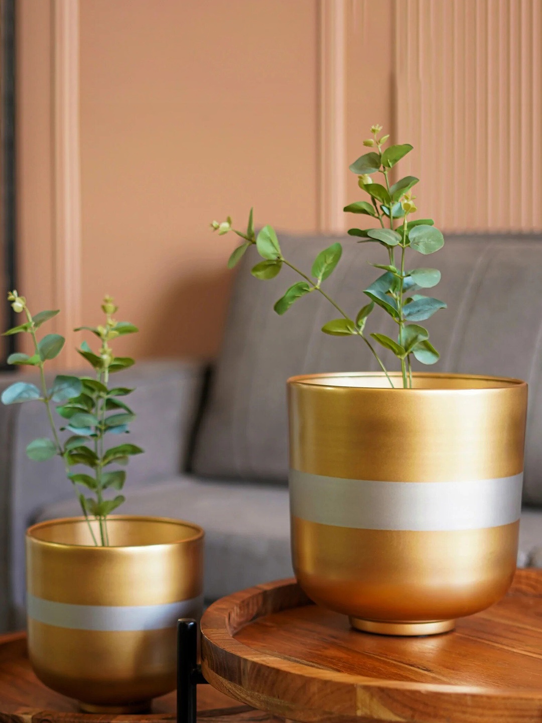 

THE ARTMENT Gold-Toned & Silver-Toned Glimmering Garden Gem Metal Planter