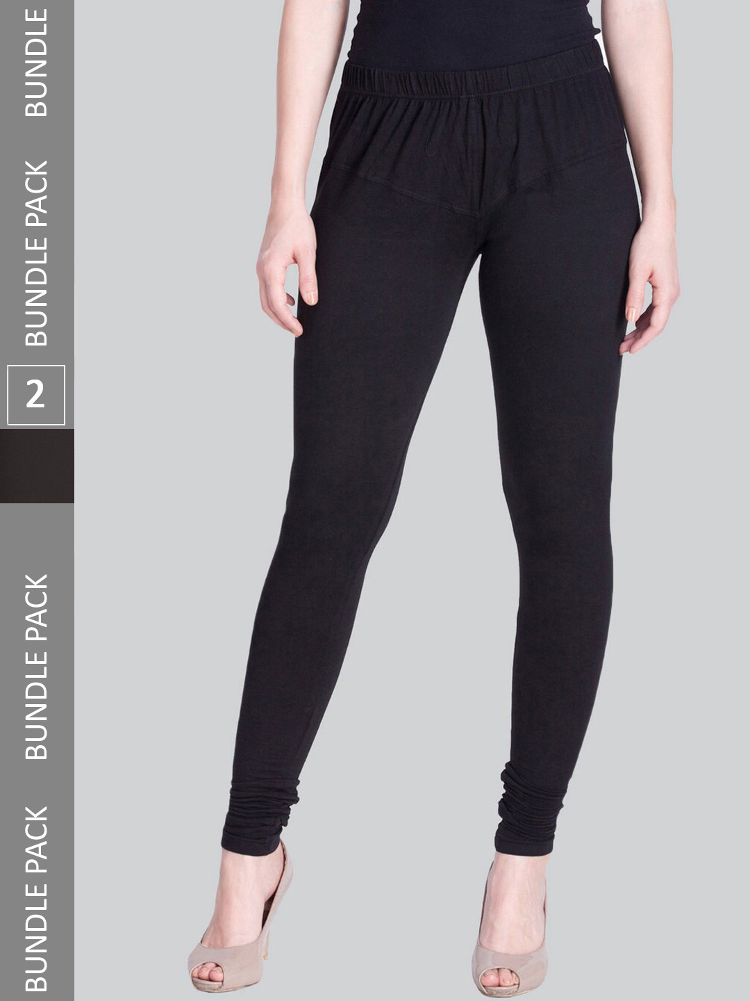 

LYRA Pack Of 2 Churidar-Length Cotton Lycra Leggings, Black