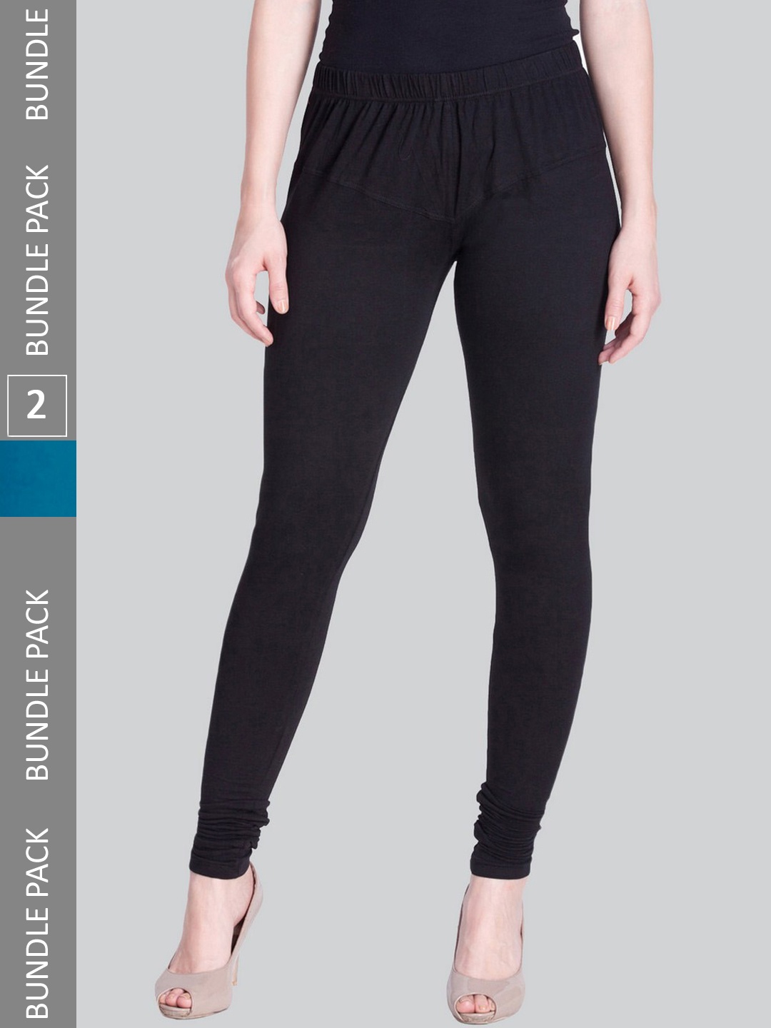 

LYRA Women Pack Of 2 Churidar-Length Cotton Lycra Leggings, Black