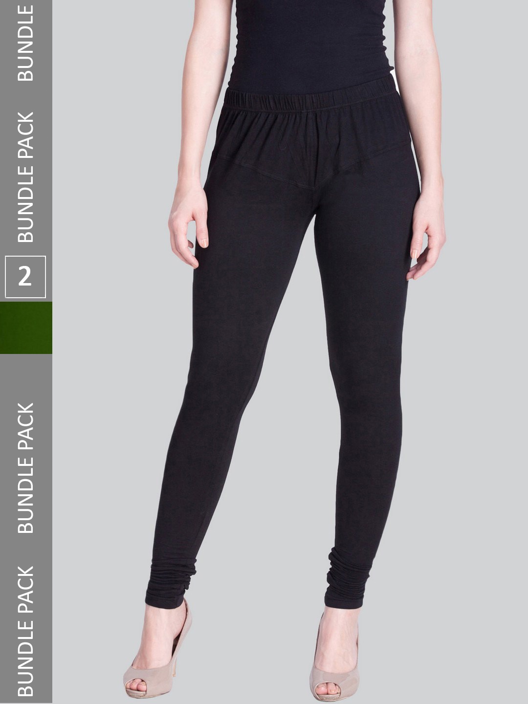 

LYRA Women Pack Of 2 Churidar-Length Cotton Lycra Leggings, Black