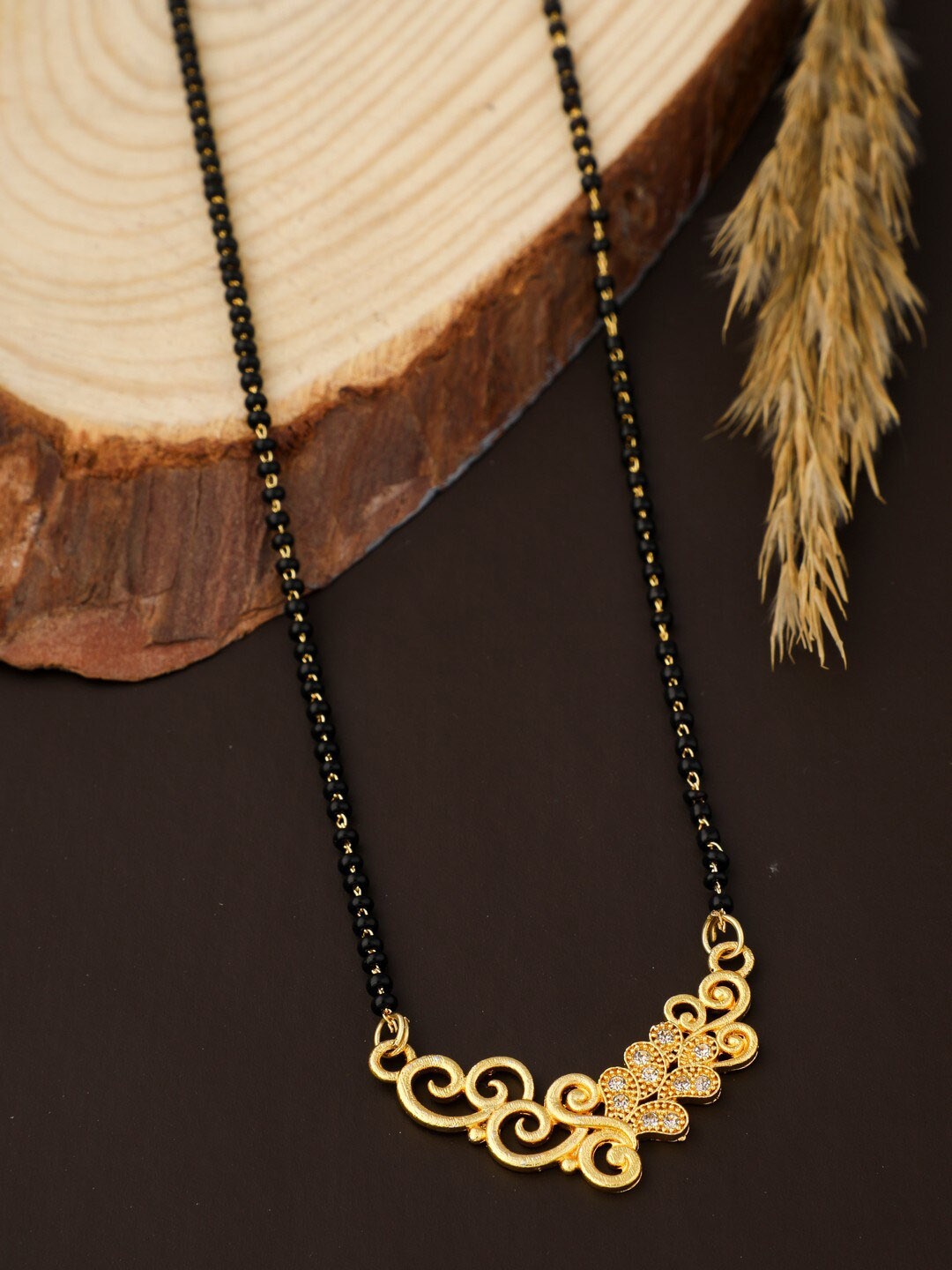 

Vita Bella Gold Plated & Black Beaded Mangalsutra