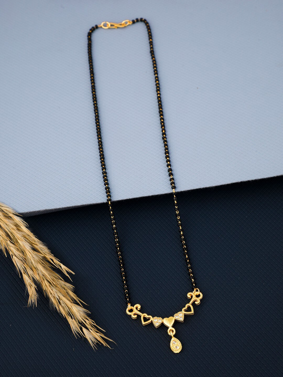 

Vita Bella Gold-Plated Stone-Studded & Beaded Mangalsutra