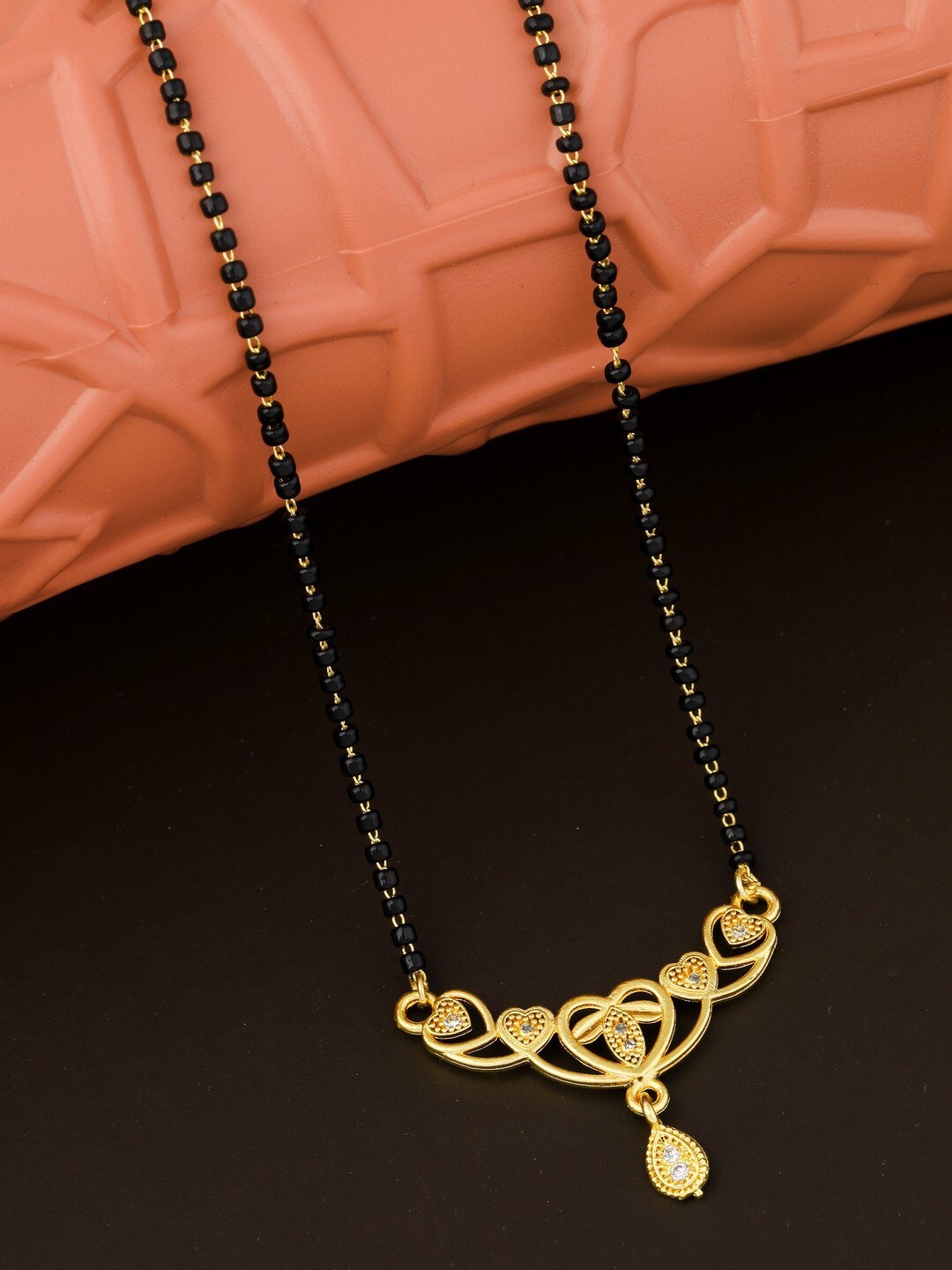 

Vita Bella Gold-Plated Beaded Mangalsutra, Black