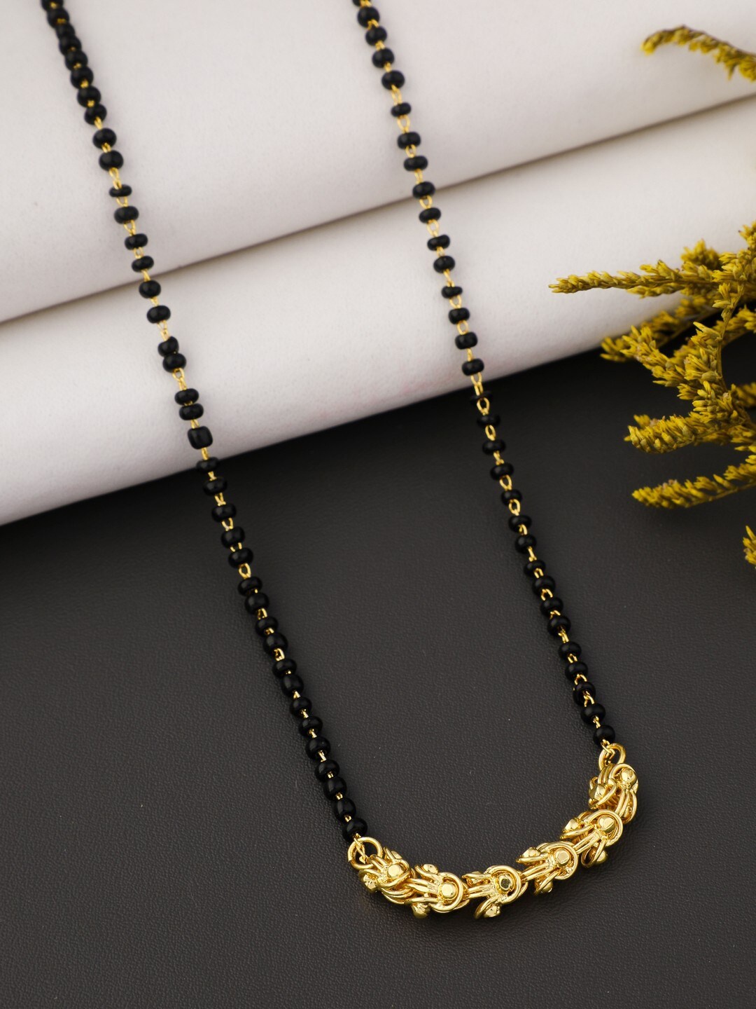 

Vita Bella Gold Plated & Black Beaded Mangalsutra