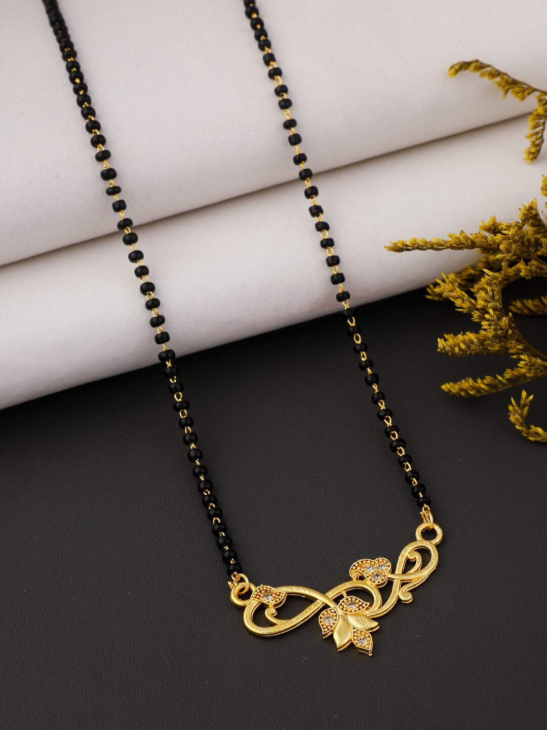 

Vita Bella Gold Plated & Beaded Mangalsutra, Black