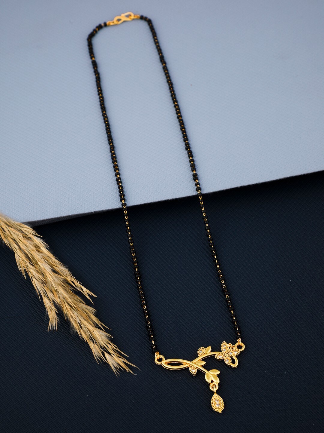 

Vita Bella Gold Plated & Black Beaded Mangalsutra