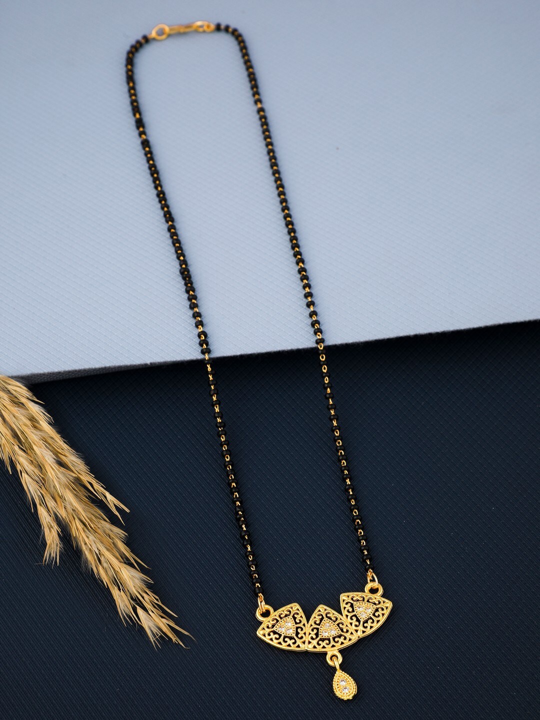 

Vita Bella Gold Plated & Beaded Mangalsutra, Black